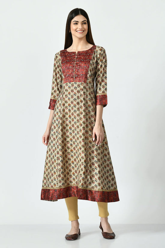 Multi Printed Yoke Embroidered Kurta