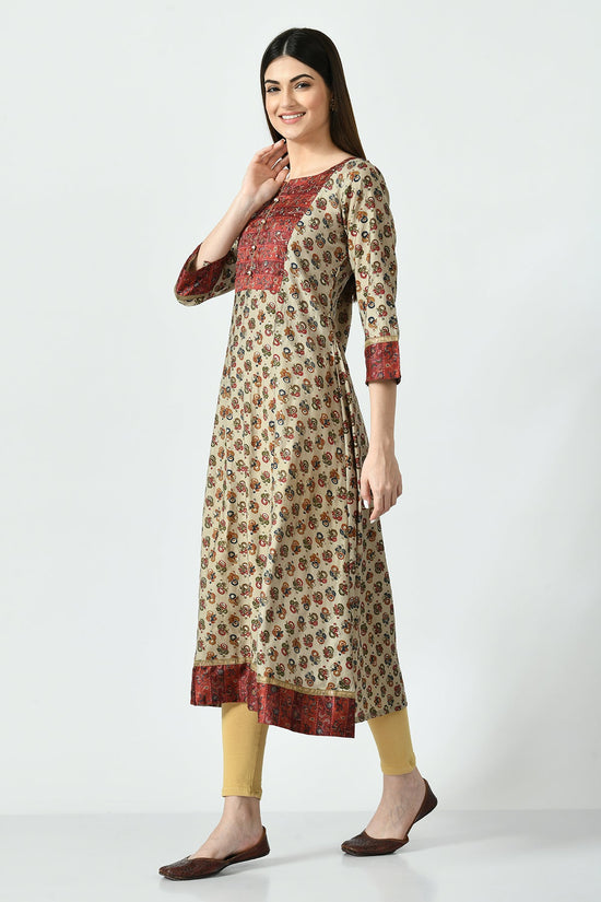 Multi Printed Yoke Embroidered Kurta