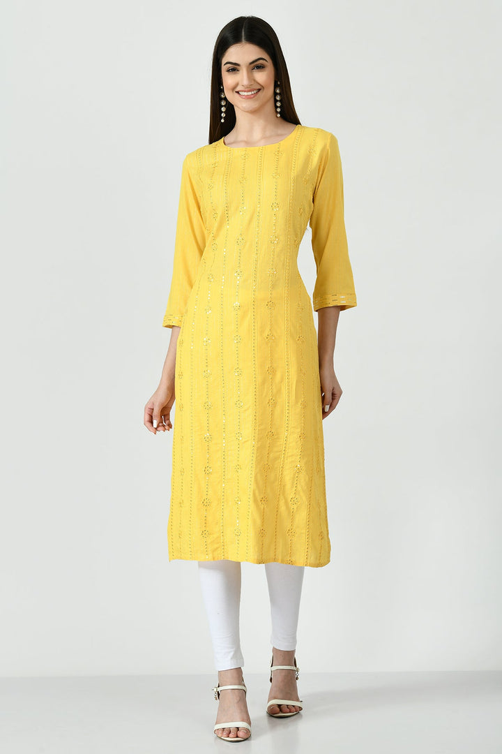 Yellow Embroidered Kurta