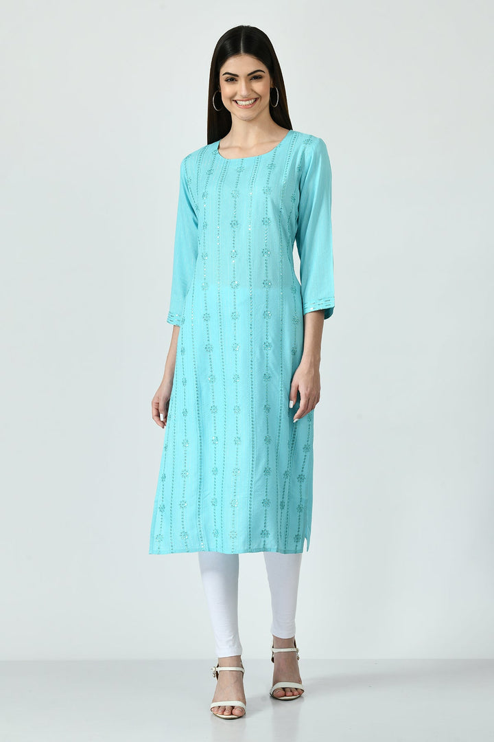 Sky Blue Embroidered Kurta