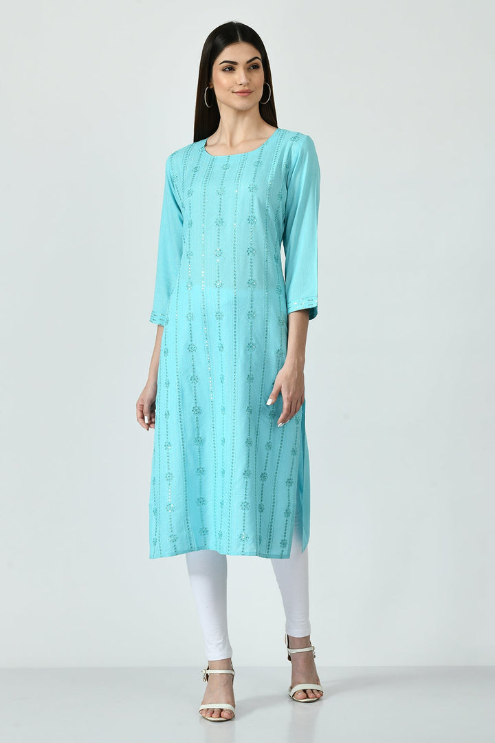 Sky Blue Embroidered Kurta