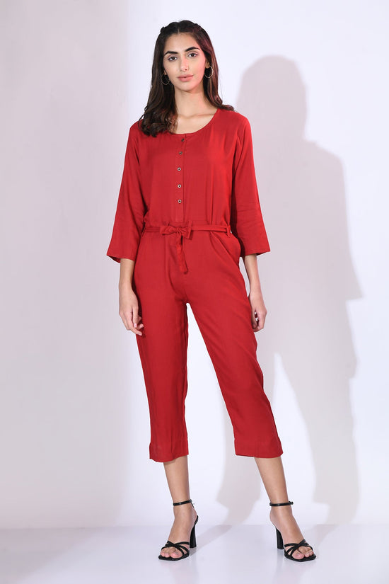 Maroon Solid Basic Jumpsuit