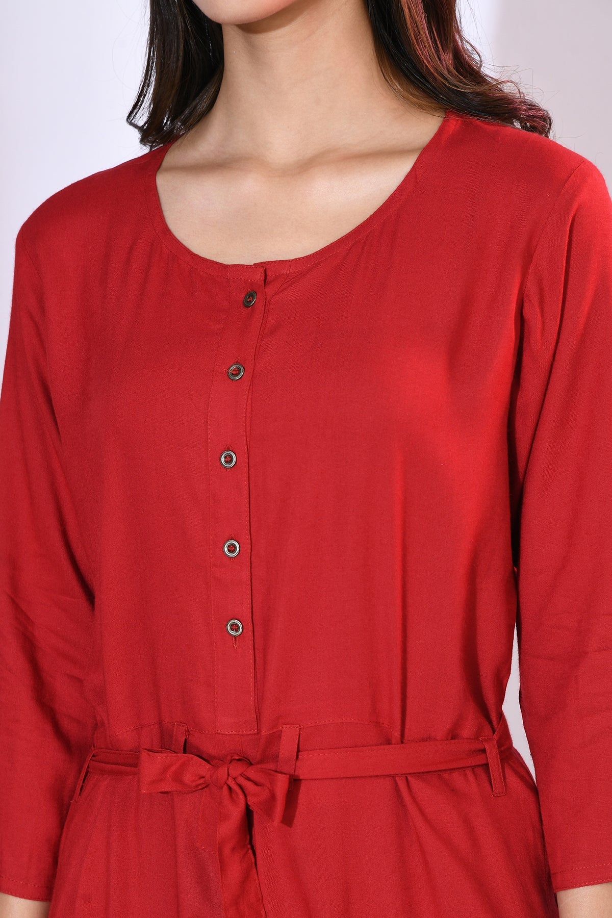 Maroon Solid Basic Jumpsuit