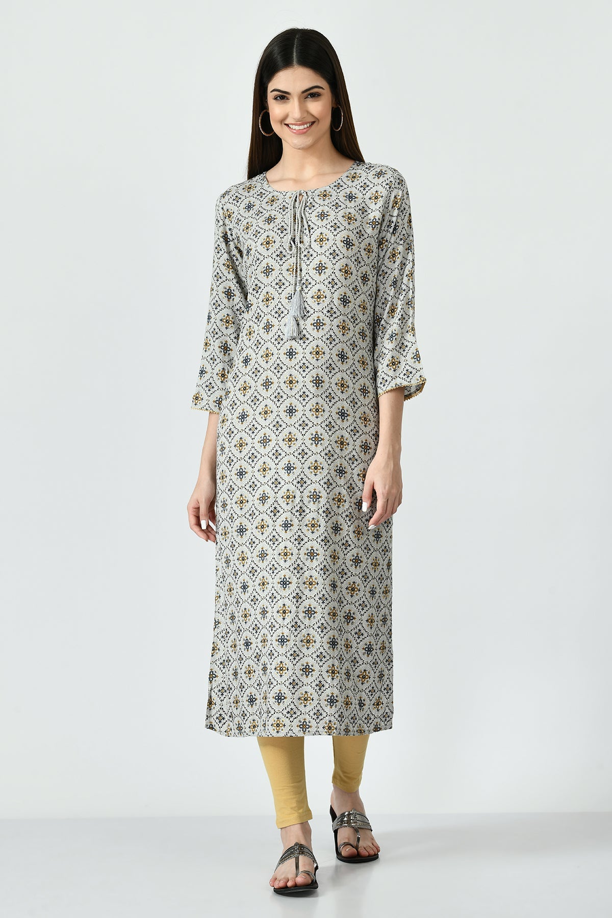 Grey Printed Kurta