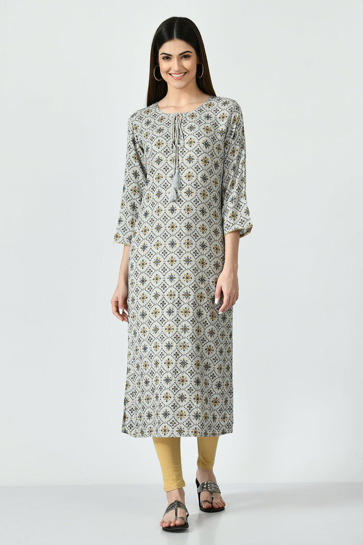 Grey Printed Kurta