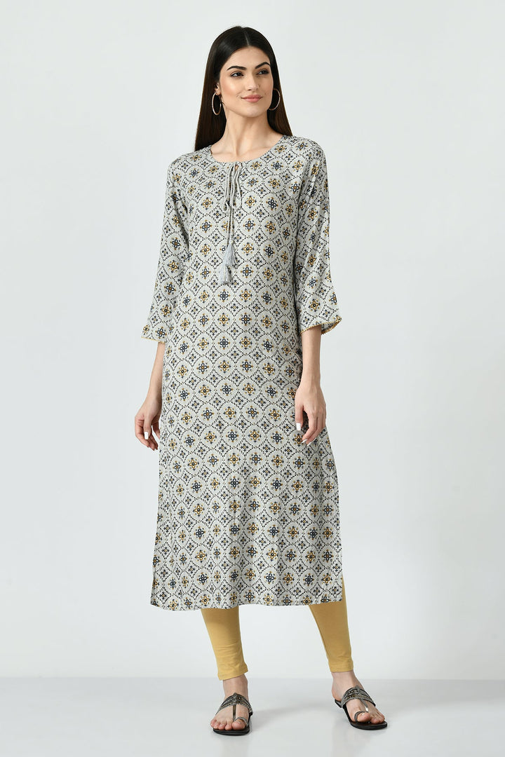 Grey Printed Kurta