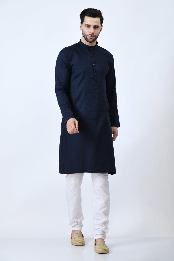 Blue Woven Design Kurta Set