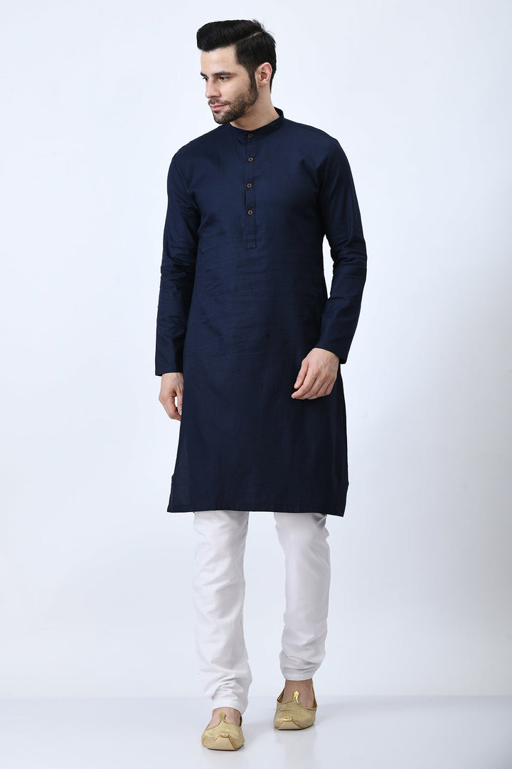 Blue Woven Design Kurta Set