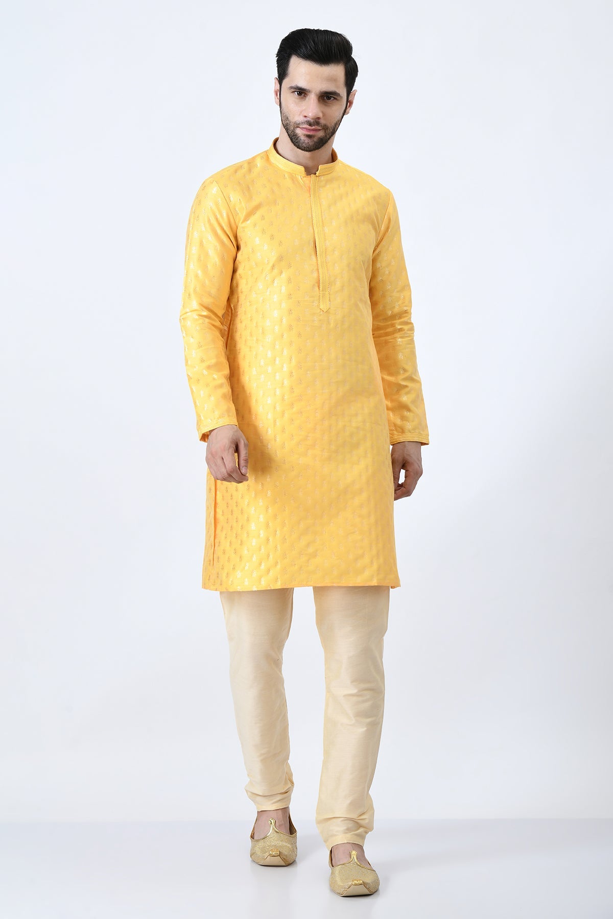 Yellow Woven Design Kurta Set