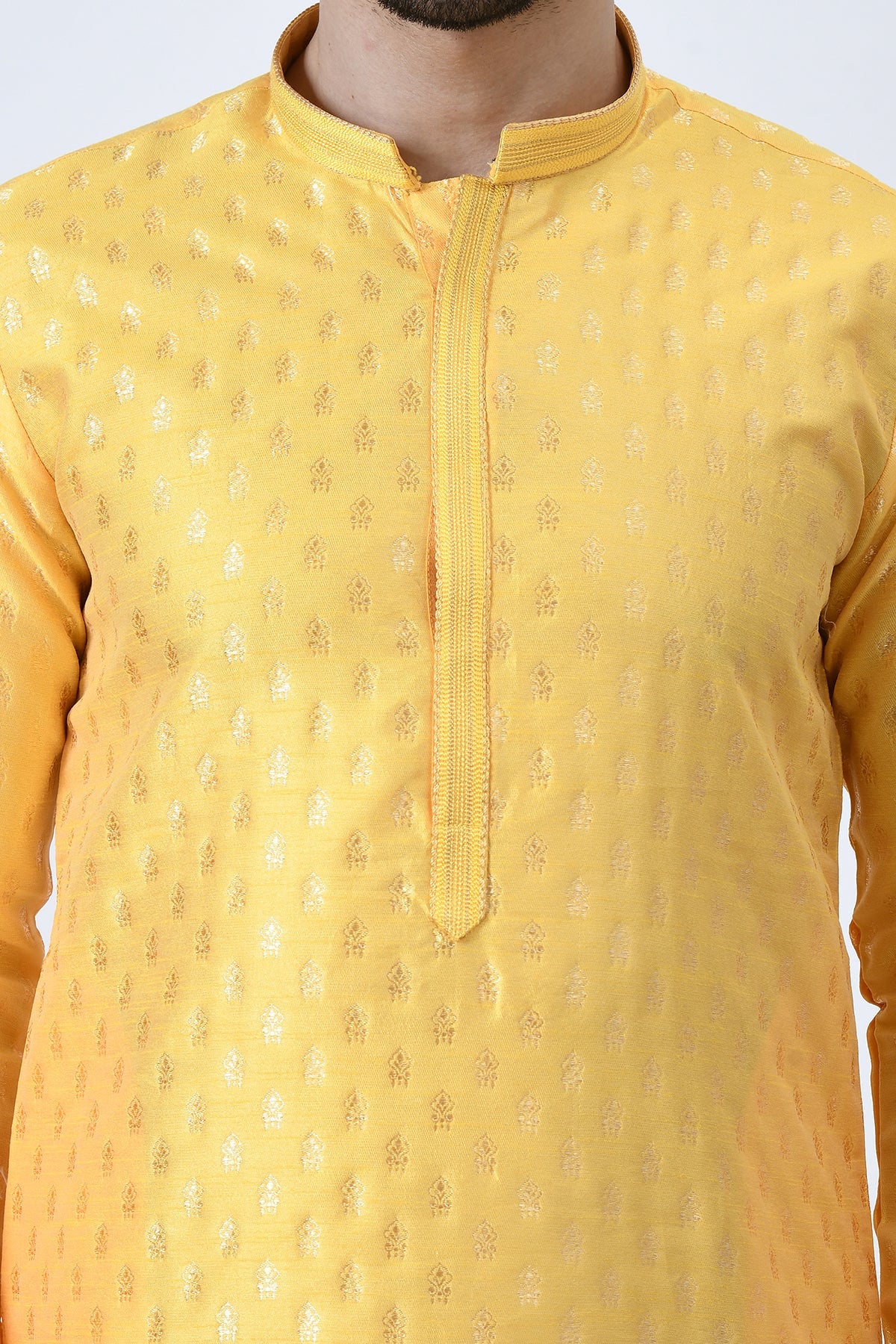 Yellow Woven Design Kurta Set