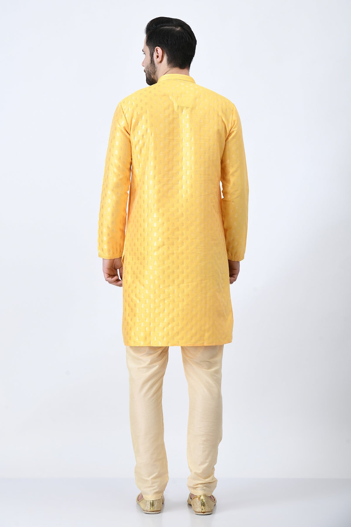 Yellow Woven Design Kurta Set