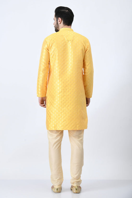 Yellow Woven Design Kurta Set