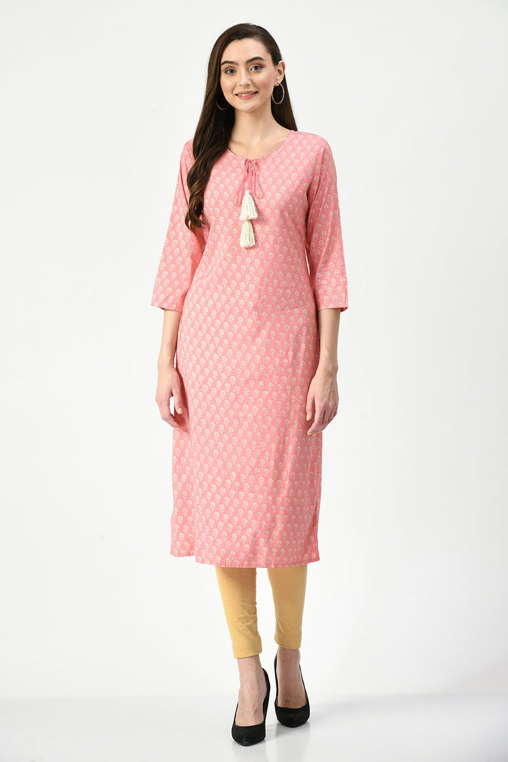 Pink Printed Kurta