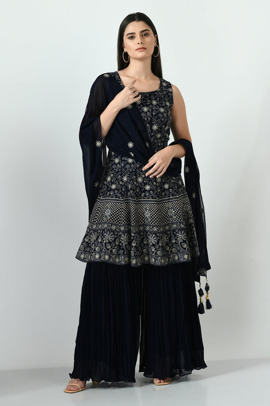 Blue Embellished Kurta Set