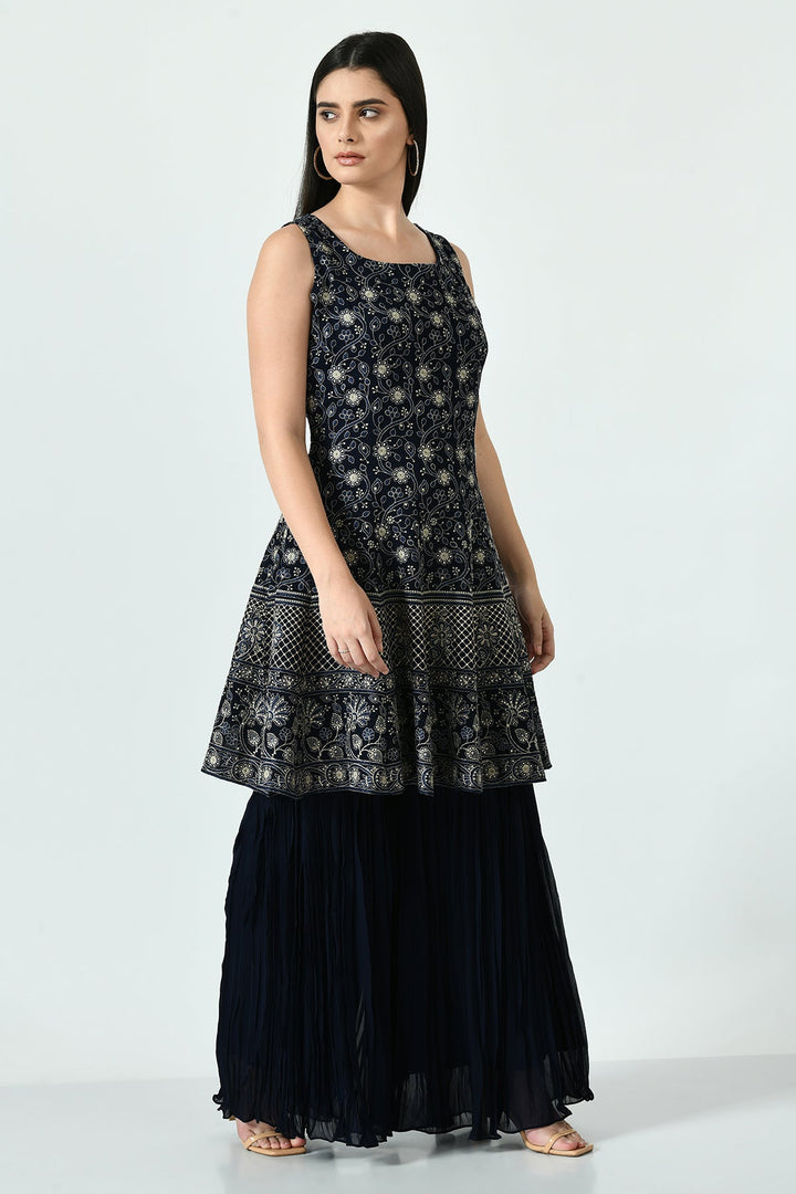 Blue Embellished Kurta Set