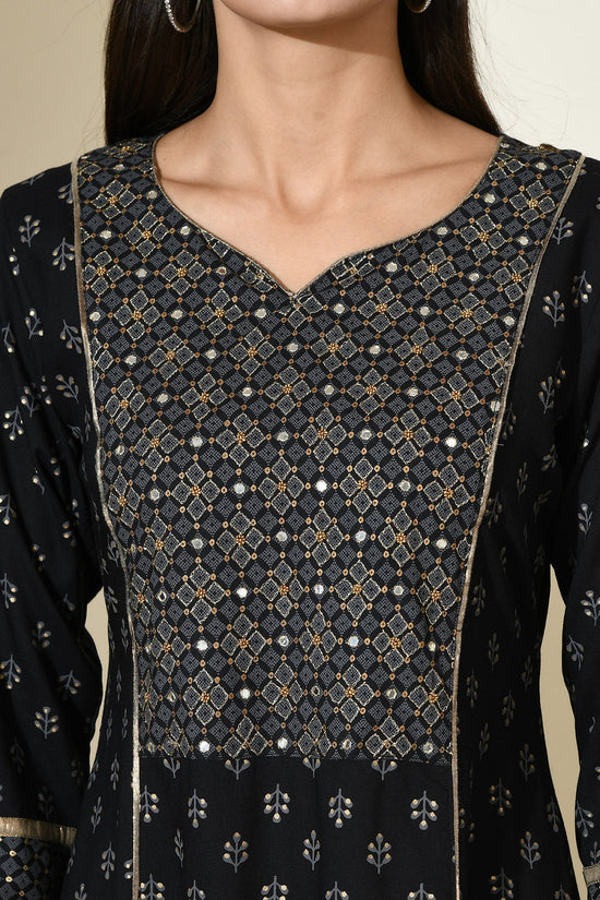 Black Printed Flared Dress