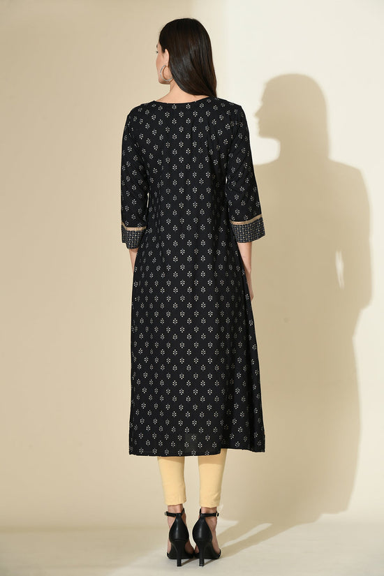 Black Printed Flared Dress