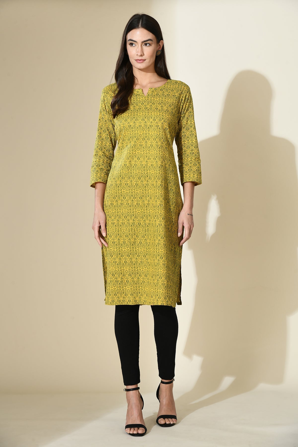 Green Print Pintex Kurta