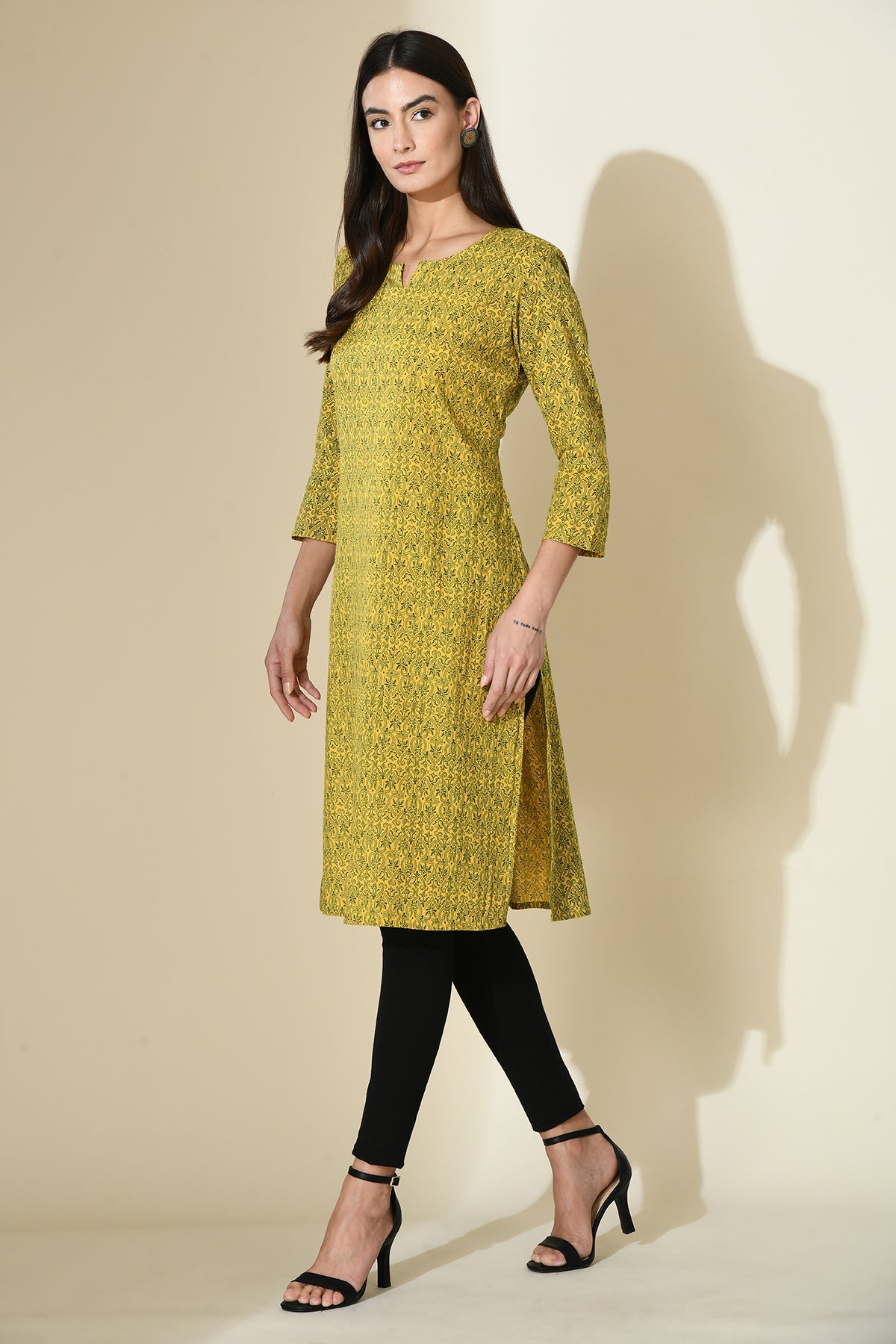 Green Print Pintex Kurta