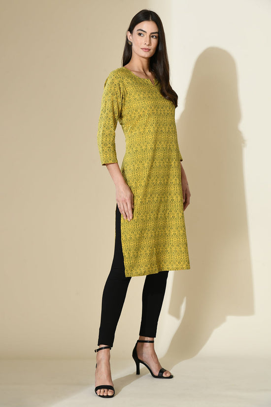 Green Print Pintex Kurta