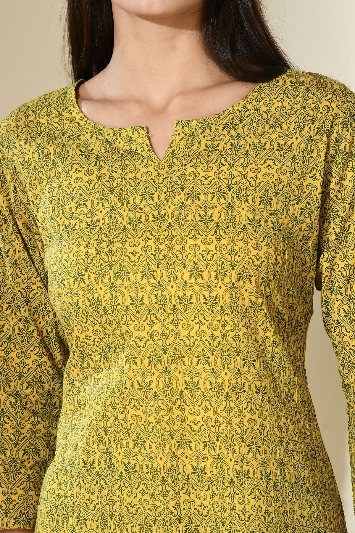 Green Print Pintex Kurta