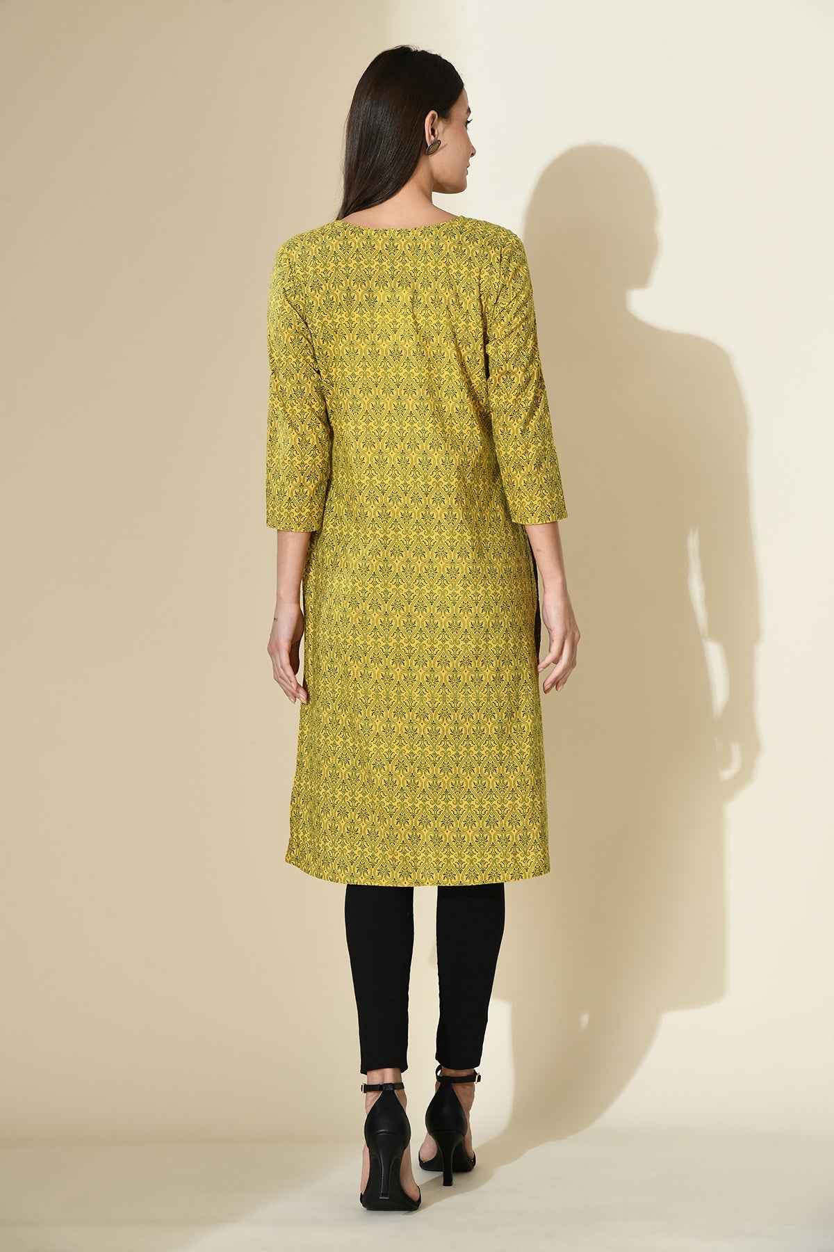 Green Print Pintex Kurta