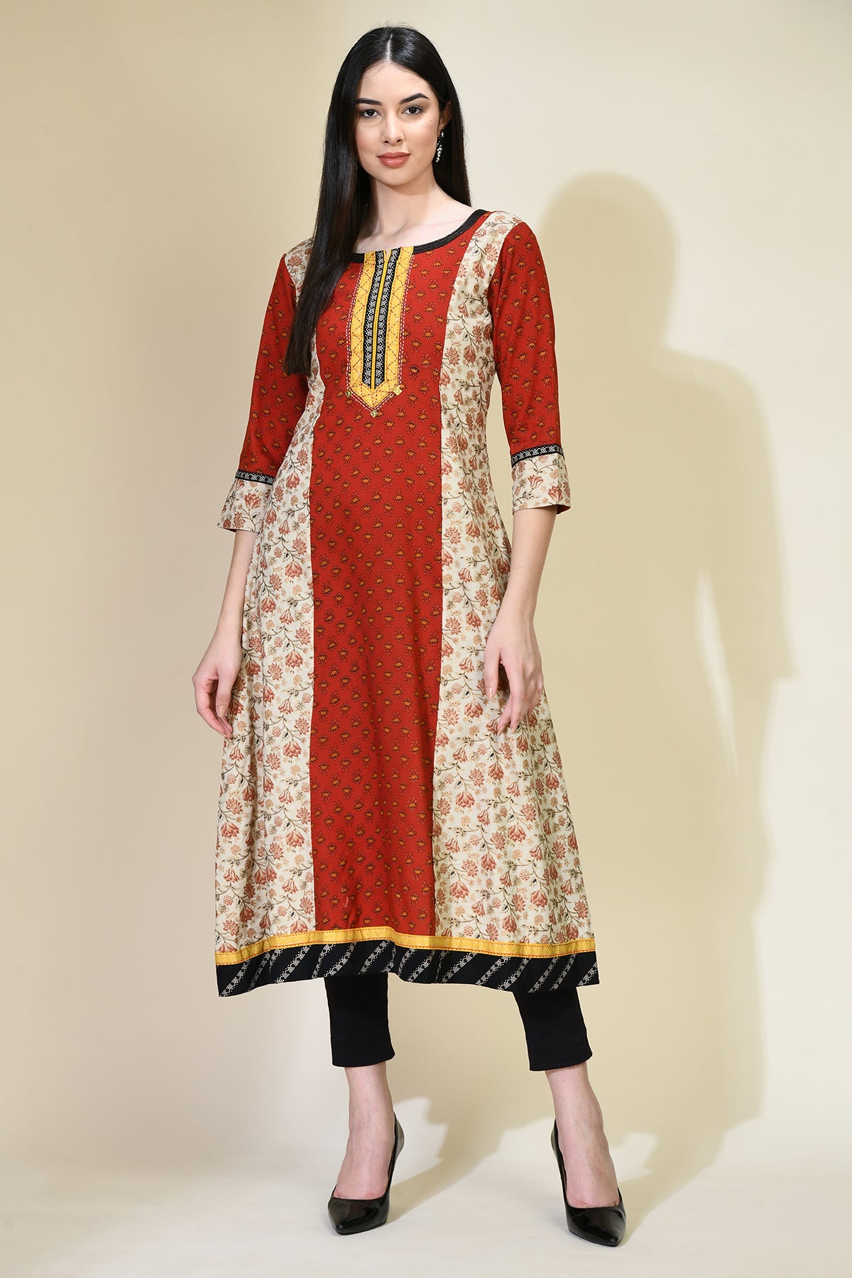Multi Printed A-line Kurta