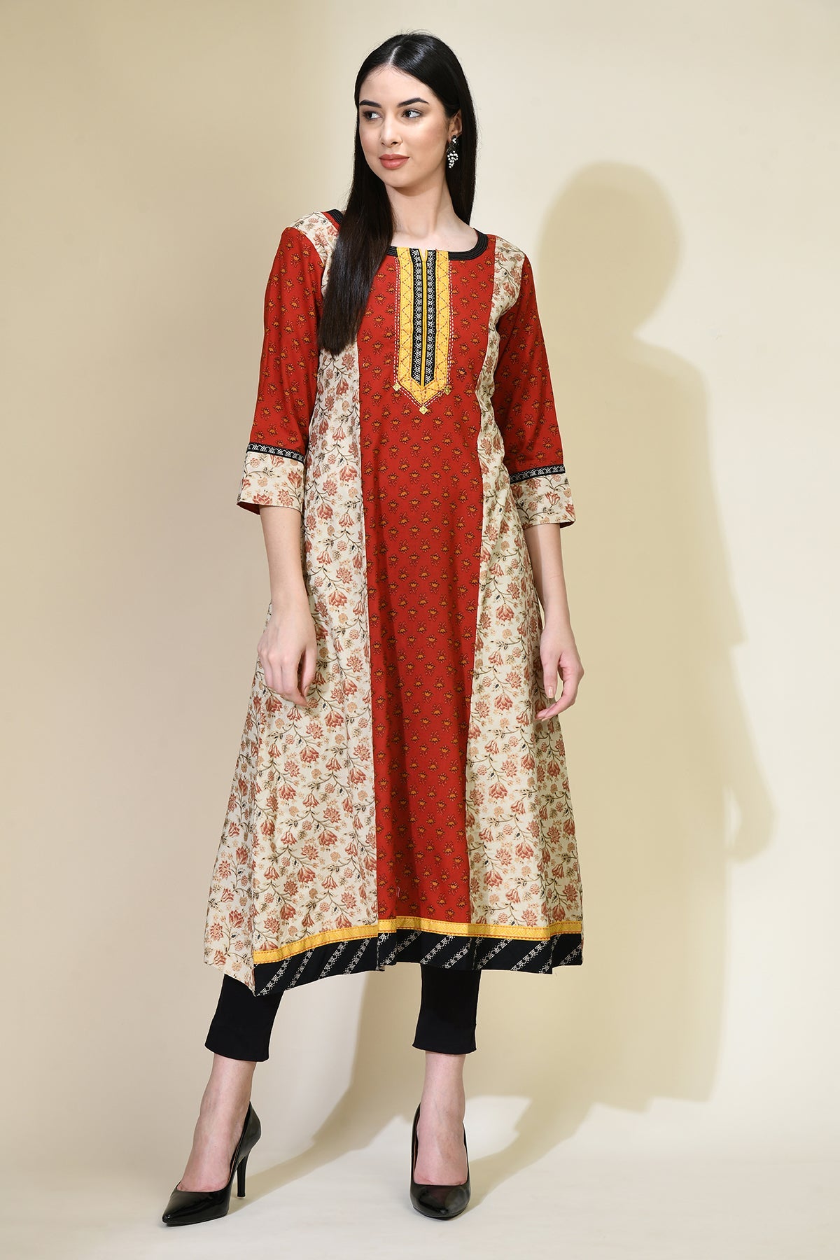 Multi Printed A-line Kurta