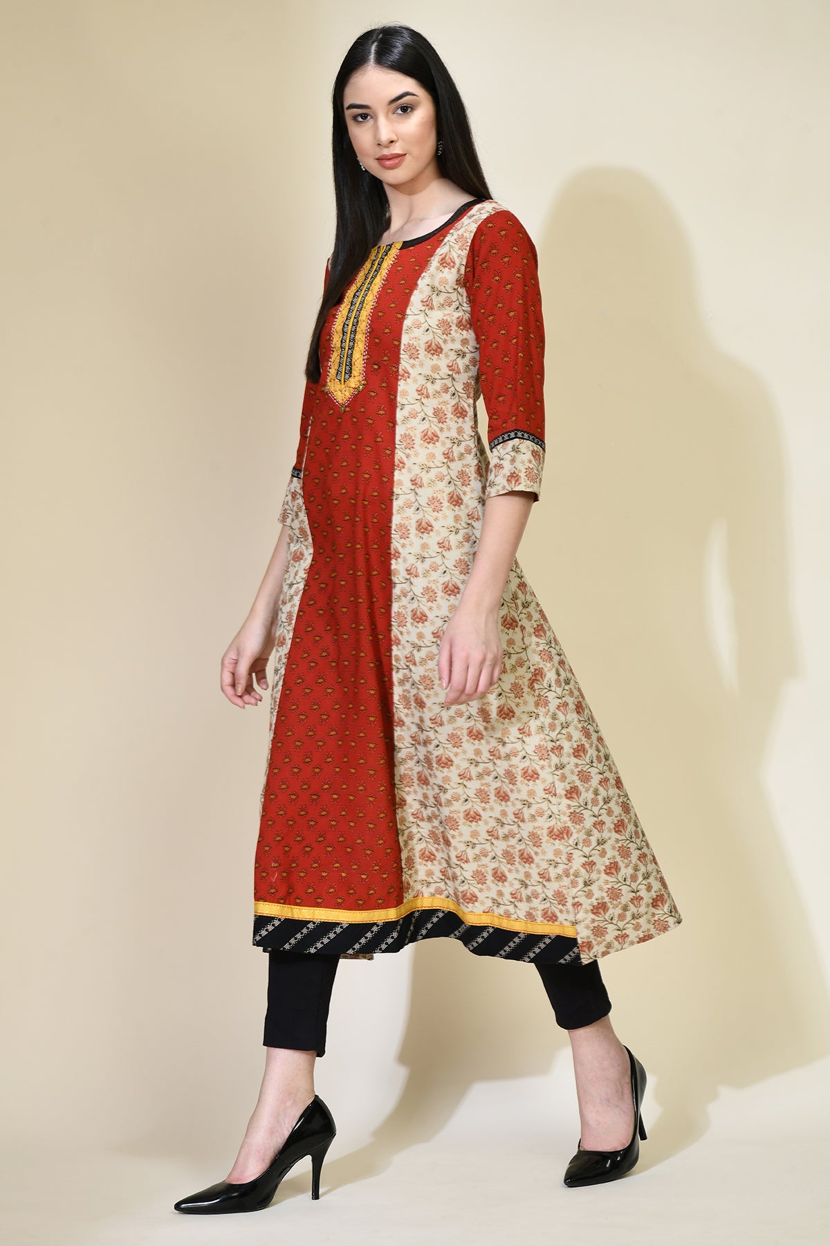 Multi Printed A-line Kurta