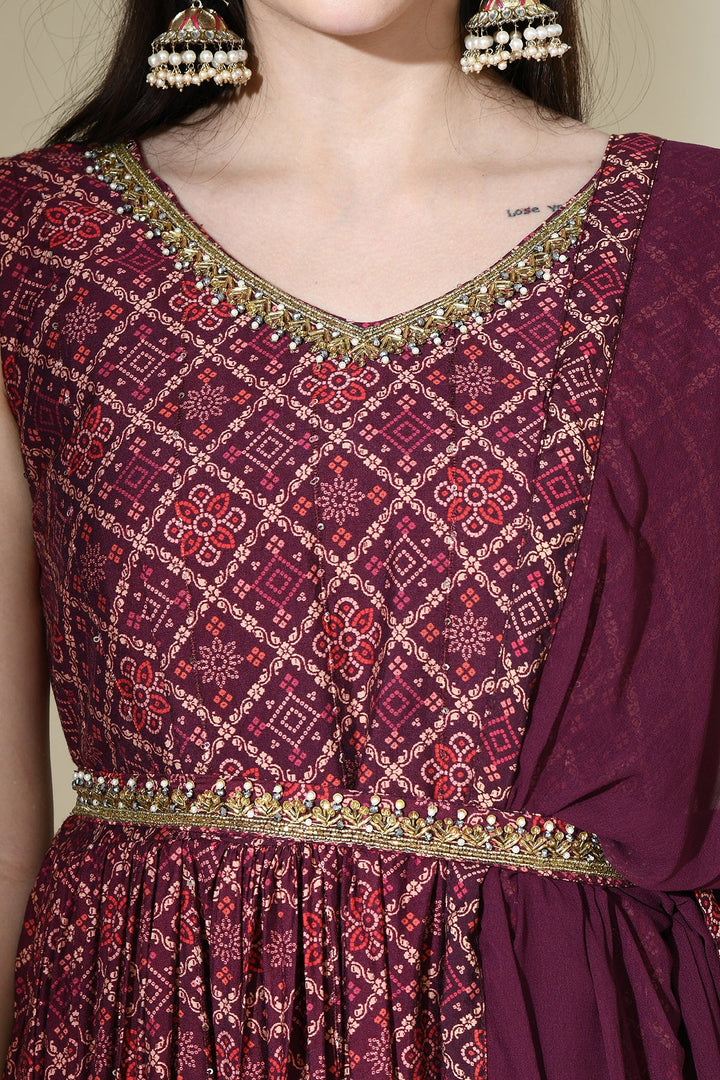 Purple Embellished Dress Set