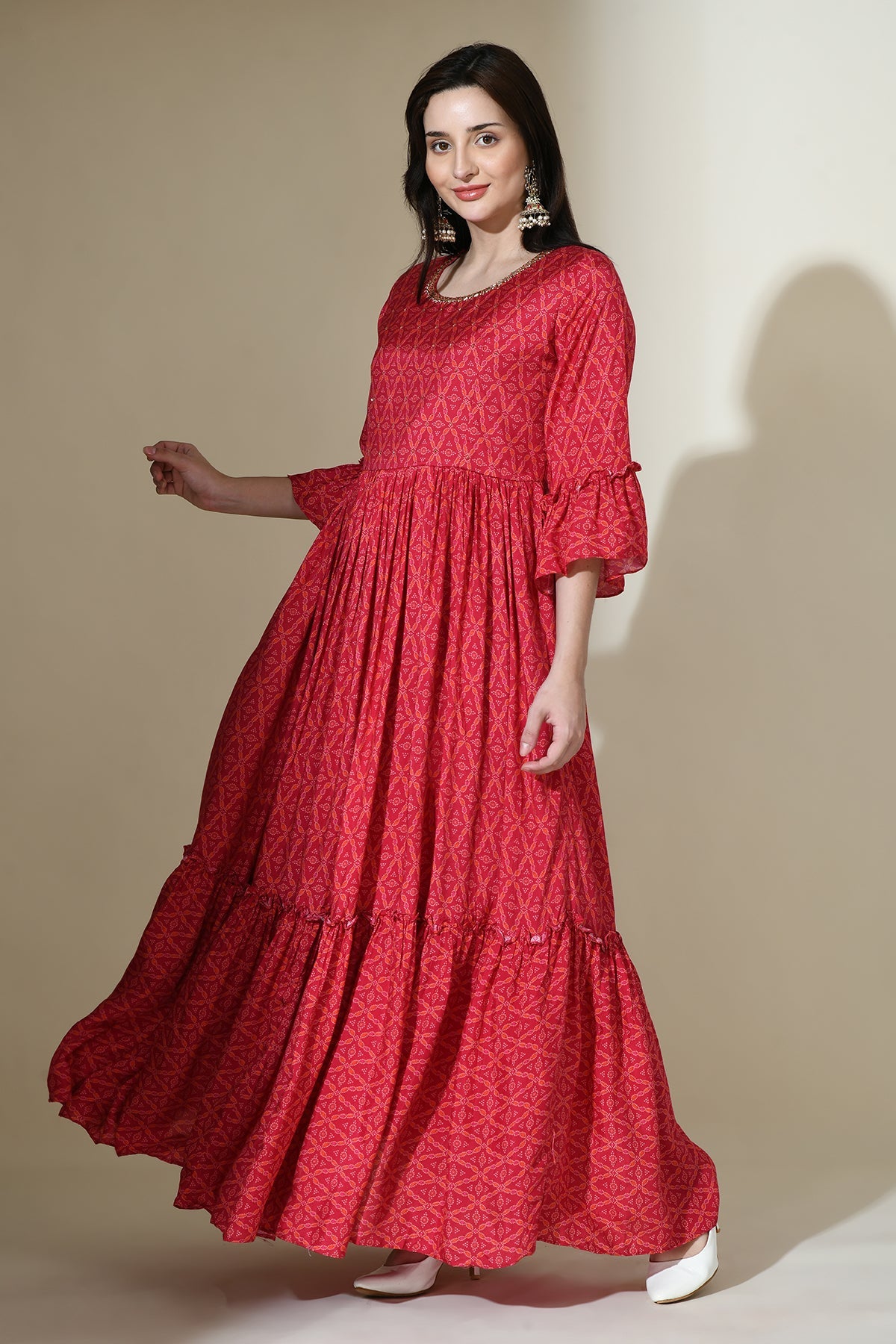 Magenta Embellished Dress Set