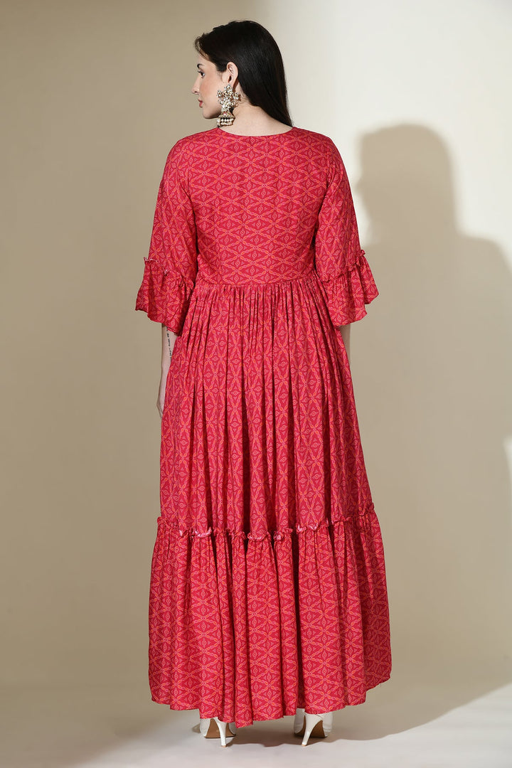 Magenta Embellished Dress Set