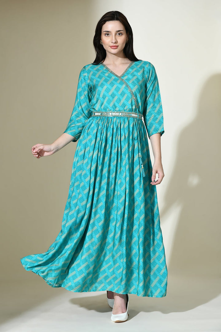 Green Embellished Dress Set