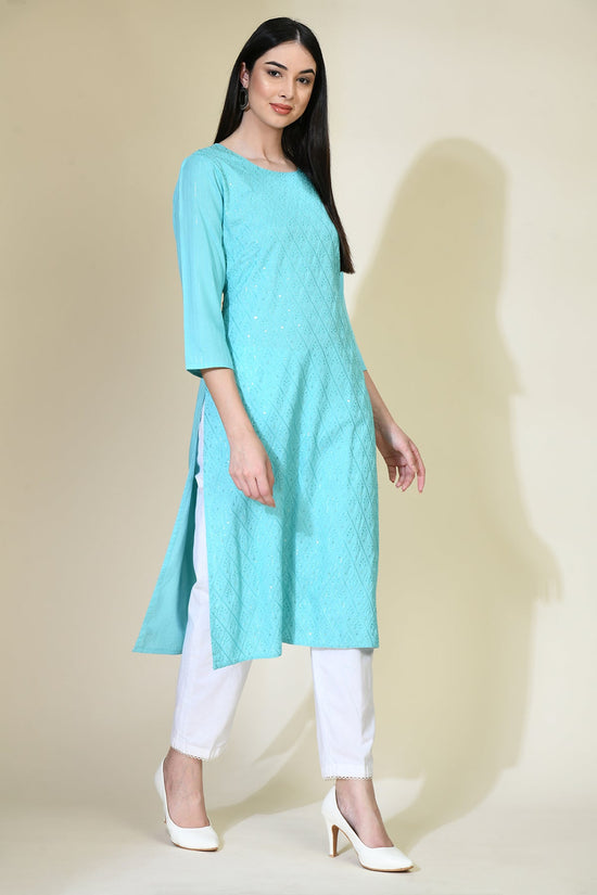 Blue Embellished Kurta