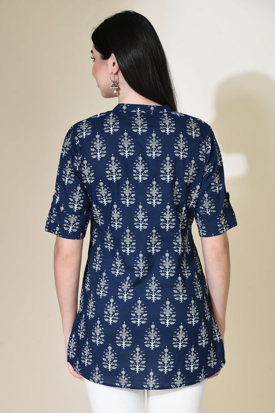 Navy Blue Ethnic Printed Top