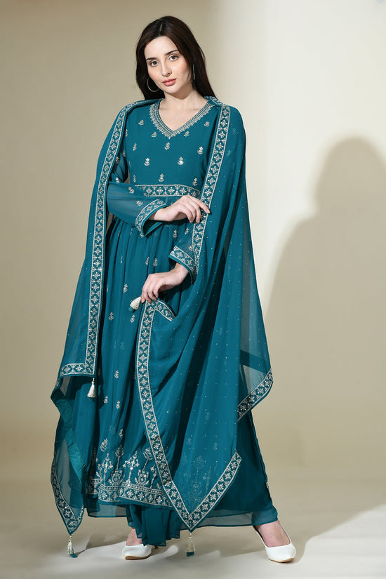 Green Embroidered Kurta Set