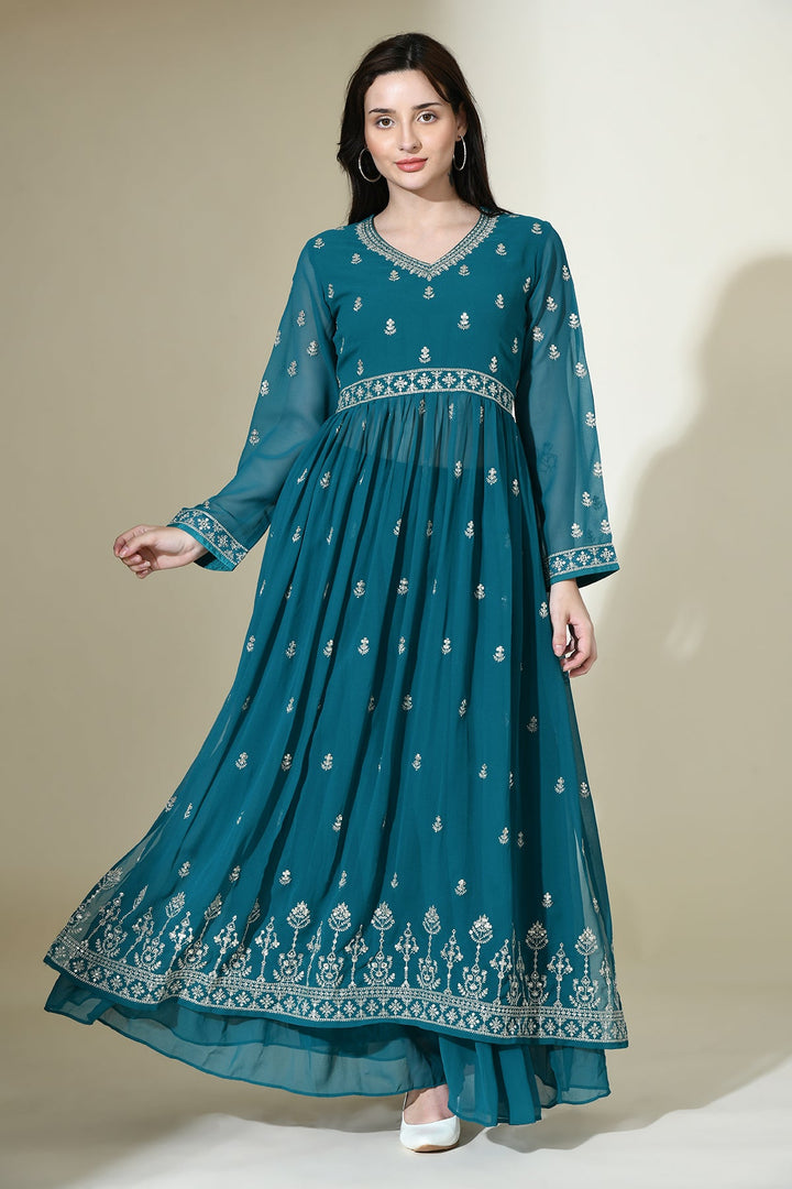 Green Embroidered Kurta Set