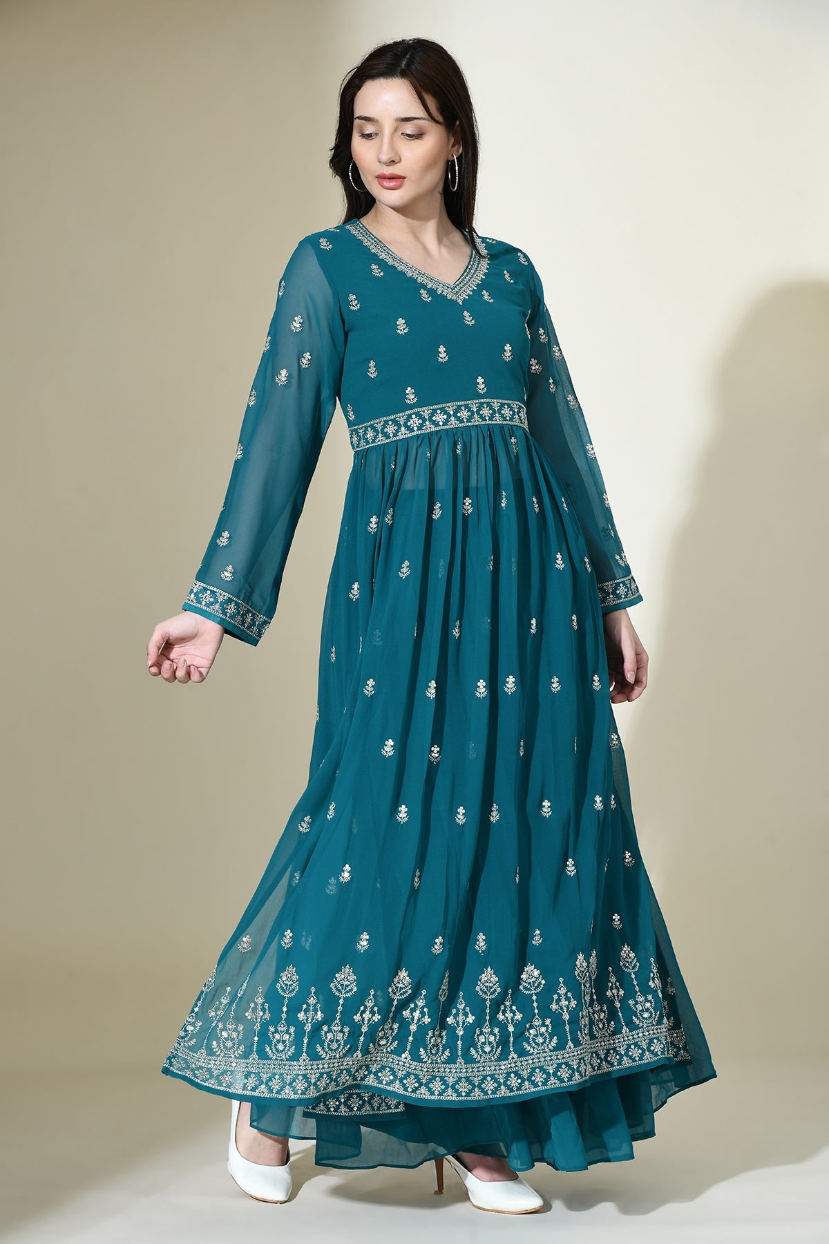 Green Embroidered Kurta 3 Pcs Set