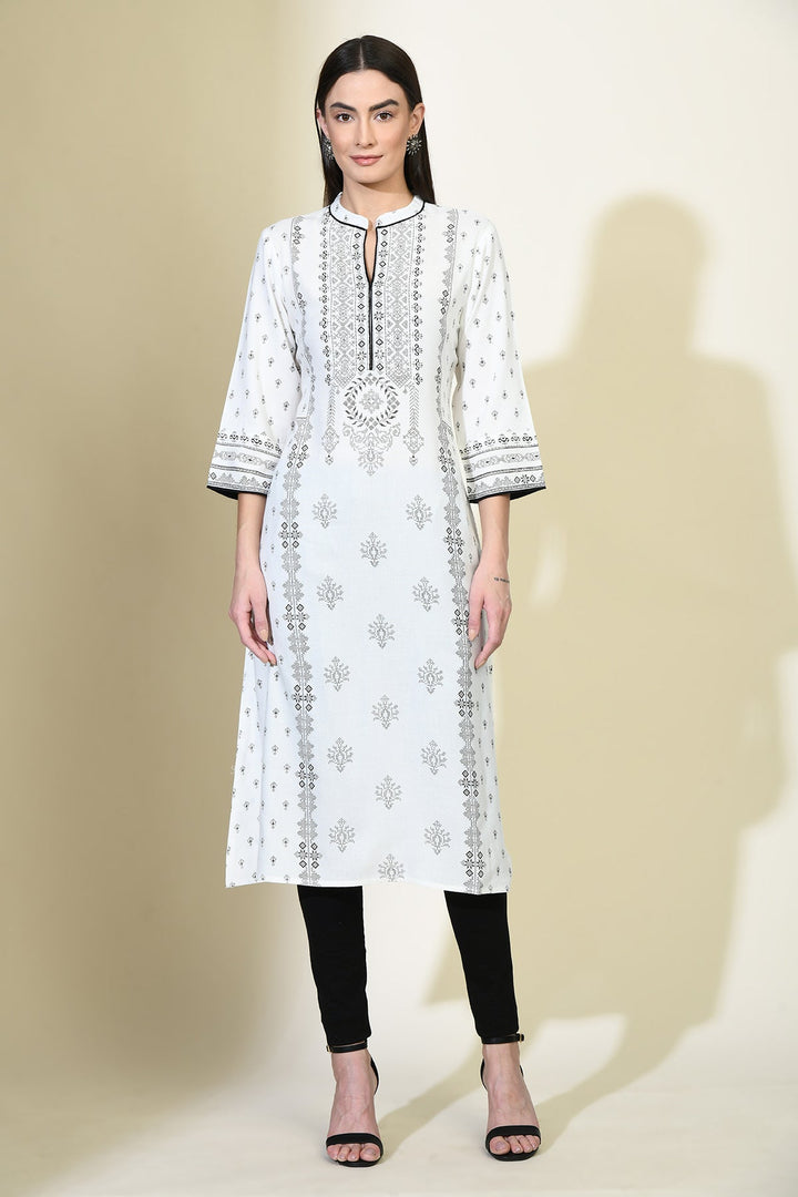 White Printed Kurta