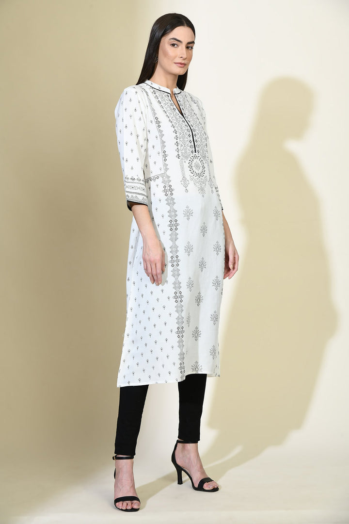 White Printed Kurta