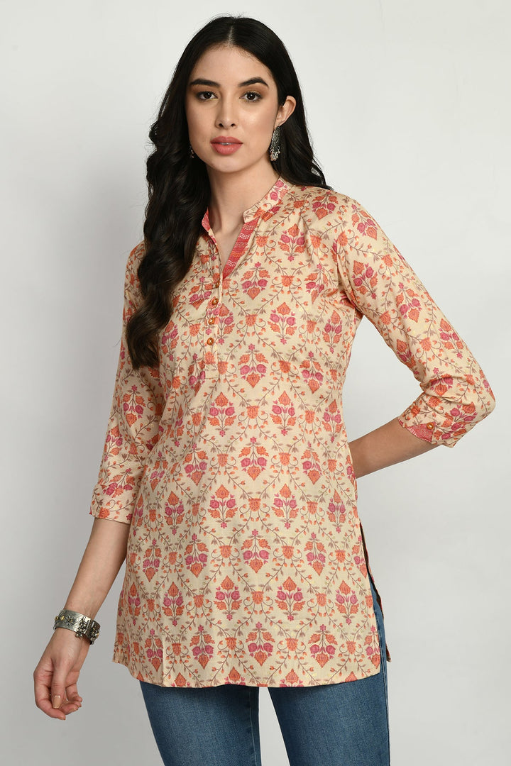 Beige Printed Top