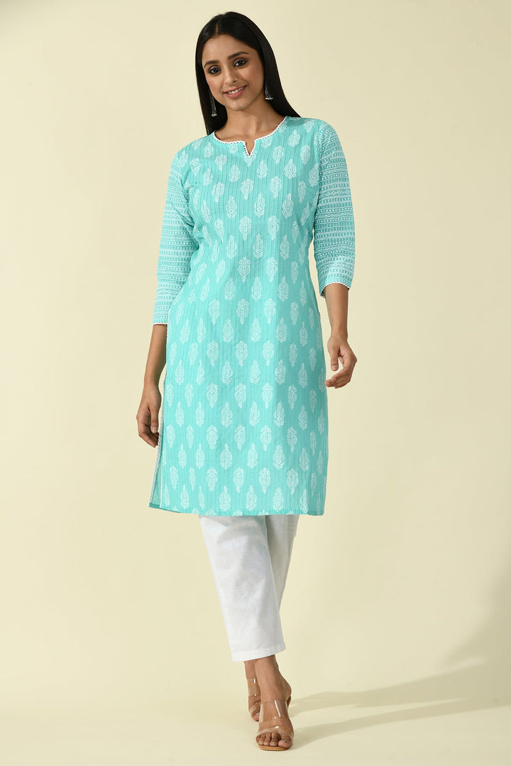 Green Pintex Printed Kurta