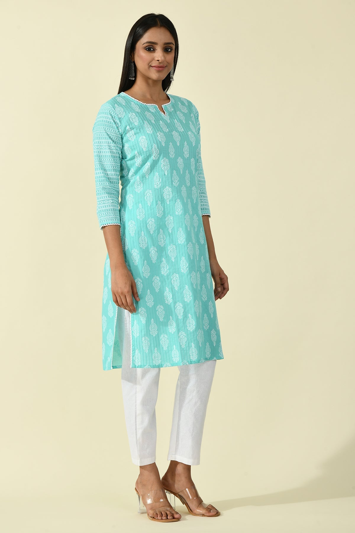 Green Pintex Printed Kurta