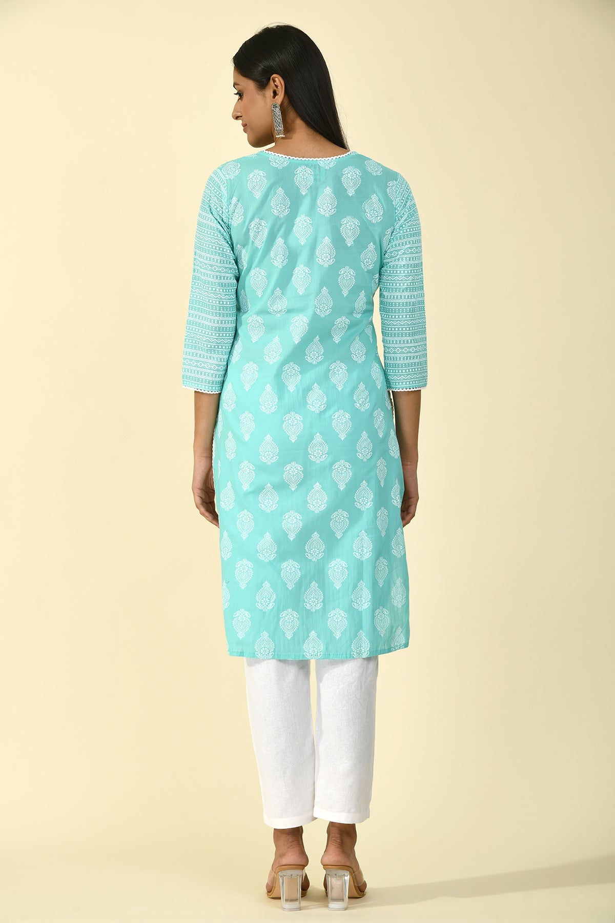 Green Pintex Printed Kurta
