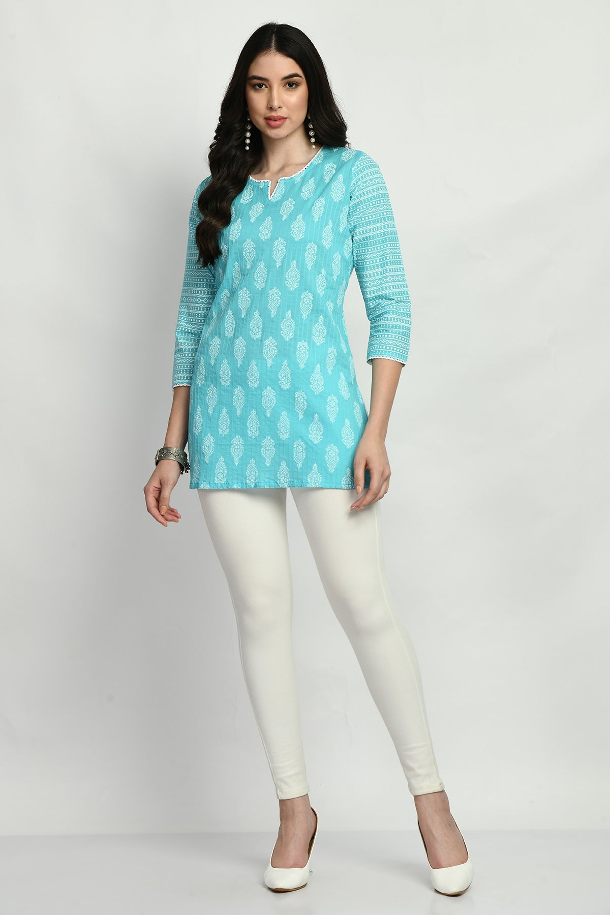 Blue Pintex Printed Top