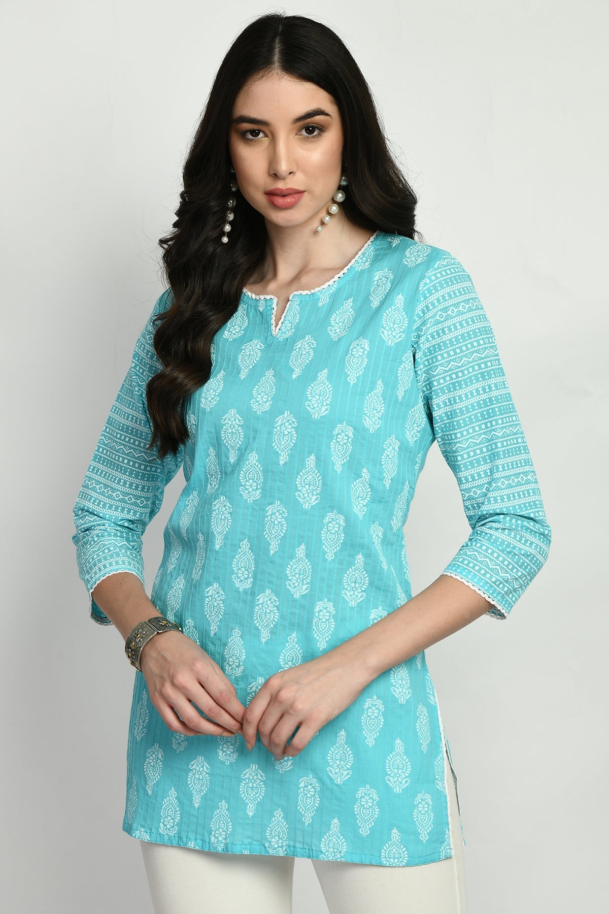 Blue Pintex Printed Top