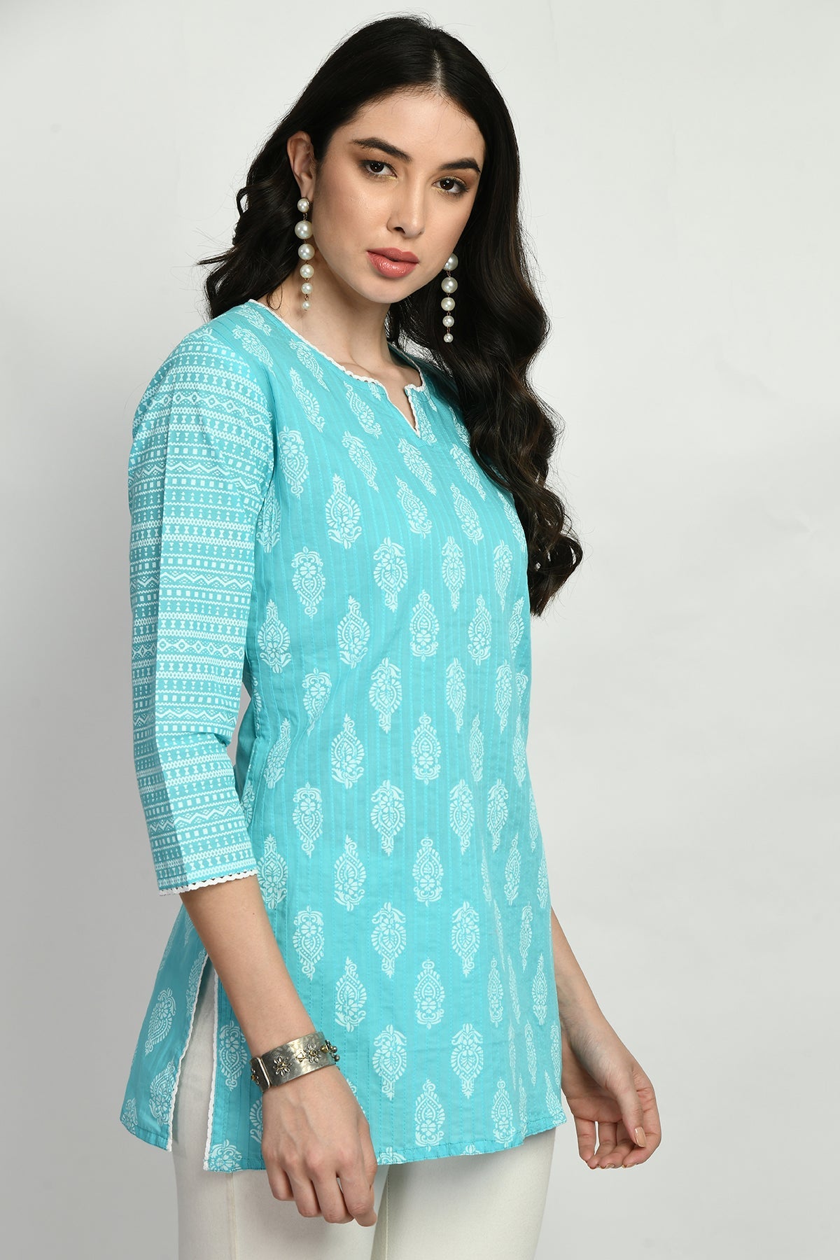 Blue Pintex Printed Top