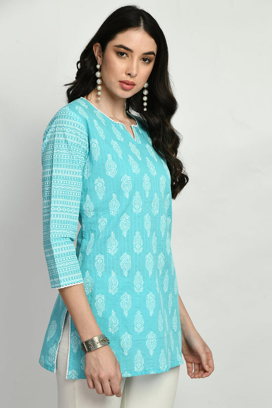 Blue Pintex Printed Top