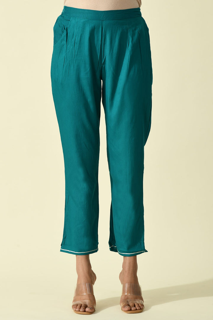 Green Yoke Embroidered Printed Kurta Set