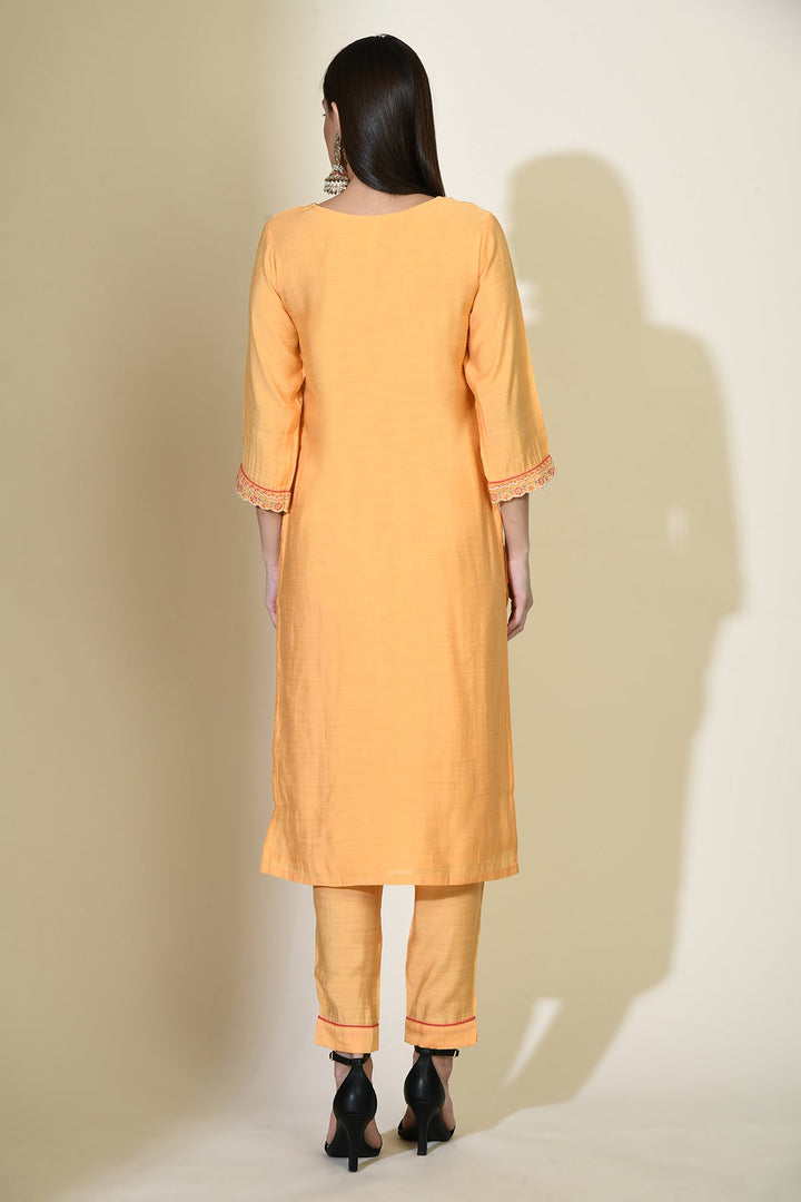 Yellow Embroidered Straight Kurta Set